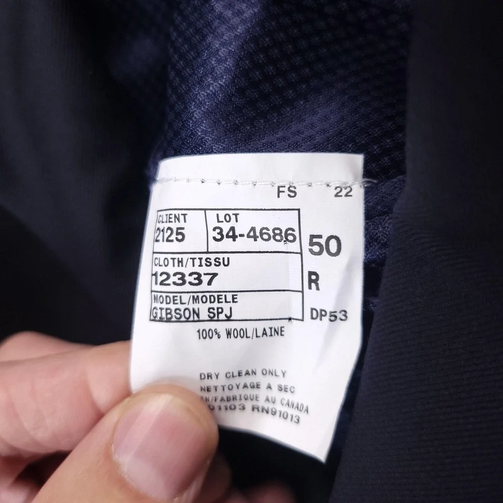 Jack Victor Suit Jacket Mens 50R Blue Wool Super 110s Gibson SPJ 2 Button Canada